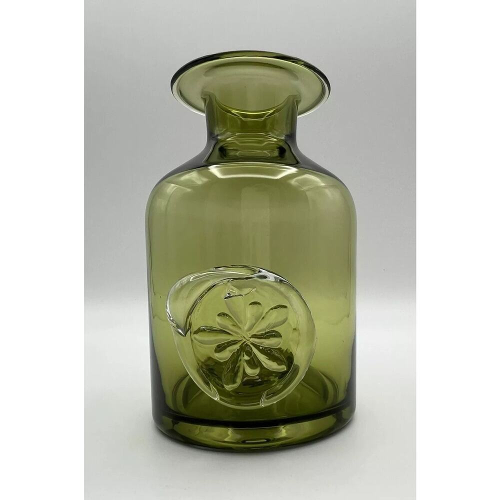 Dartington Small Olive Green Aquilegia Flower Bottle Vase 5” Made in England